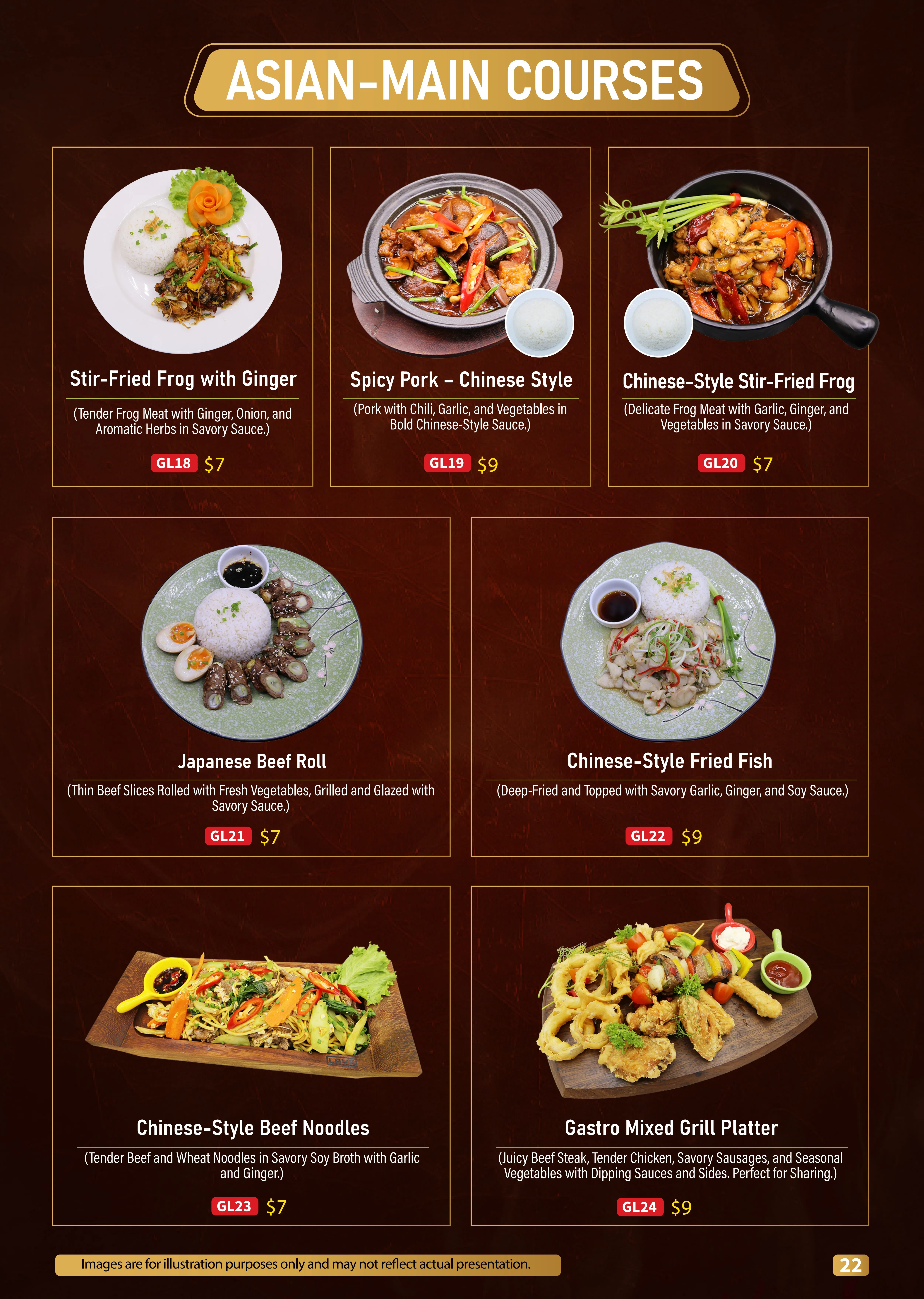 Asian Main Courses Menu 3